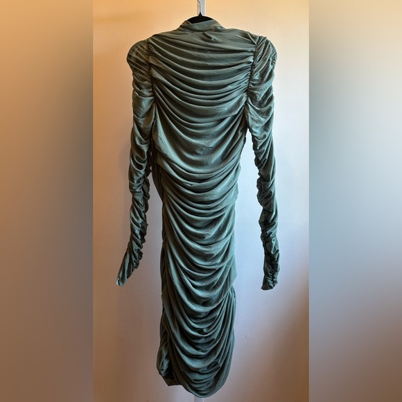 NEW AZ FACTORY + Ester Manas Draped Stretch-tulle Mini Dress Sz 40 (US 8) Green - Picture 9 of 12